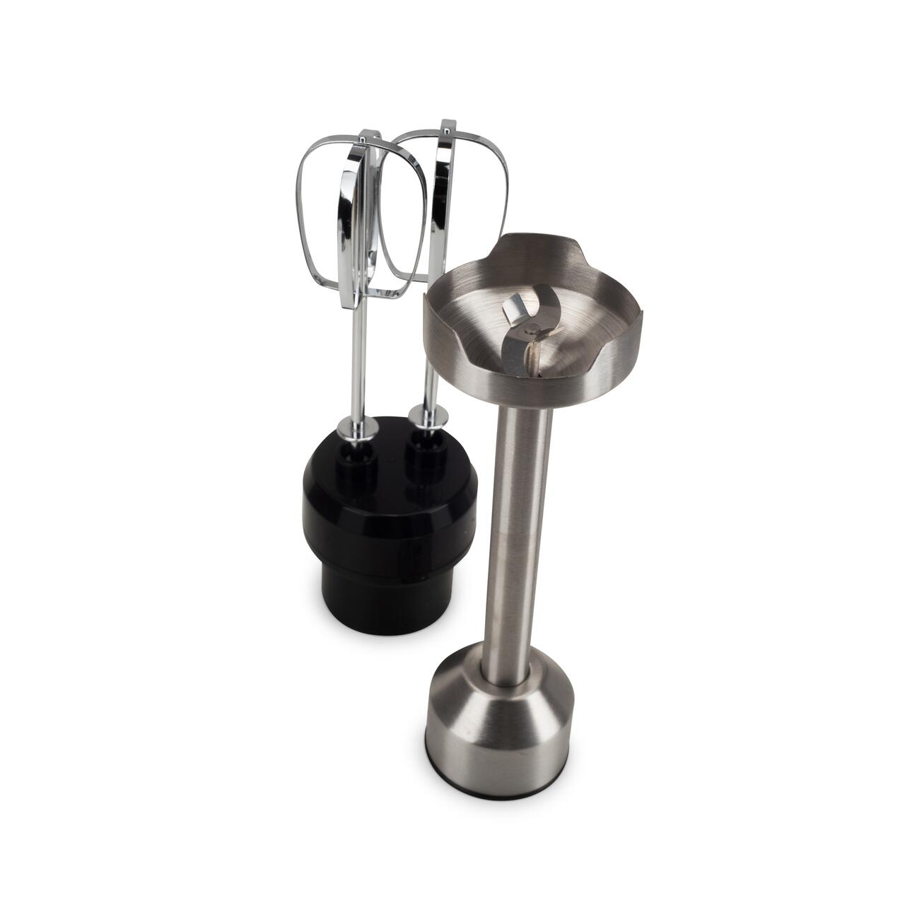 Blender 2 in 1 HAUSBERG HB-7704IN cu putere 1000W, Mixer vertical profesional, 10 trepte de viteza si functie Turbo, Capacitate pahar 700 ml , Multifunctional, Negru
