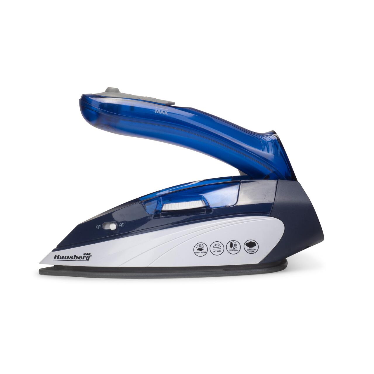 Mini fier de calcat Hausberg HB-7810BL, 1000 W, De voiaj, 75 ml, Ceramica, Auto curatarе, Alb-Albastru Imagine secundară a produsului