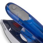 Mini fier de calcat Hausberg HB-7810BL, 1000 W, De voiaj, 75 ml, Ceramica, Auto curatarе, Alb-Albastru
