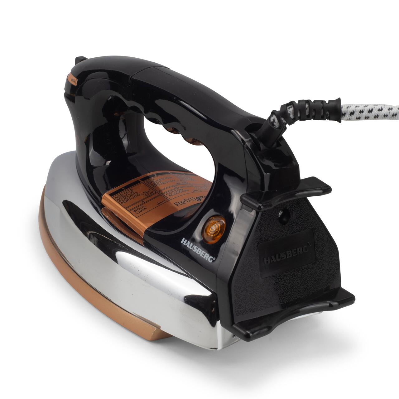 Fier de calcat Retro HAUSBERG HB-7817NG, 1000-1200W, Talpa acoperit ceramic turnat, Termostat, 6 Setari temperatura, Indicator luminos, Protectie supraincalzire, Temperatura 200°C, Negru Imagine secundară a produsului