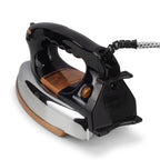 Fier de calcat Retro HAUSBERG HB-7817NG, 1000-1200W, Talpa acoperit ceramic turnat, Termostat, 6 Setari temperatura, Indicator luminos, Protectie supraincalzire, Temperatura 200°C, Negru