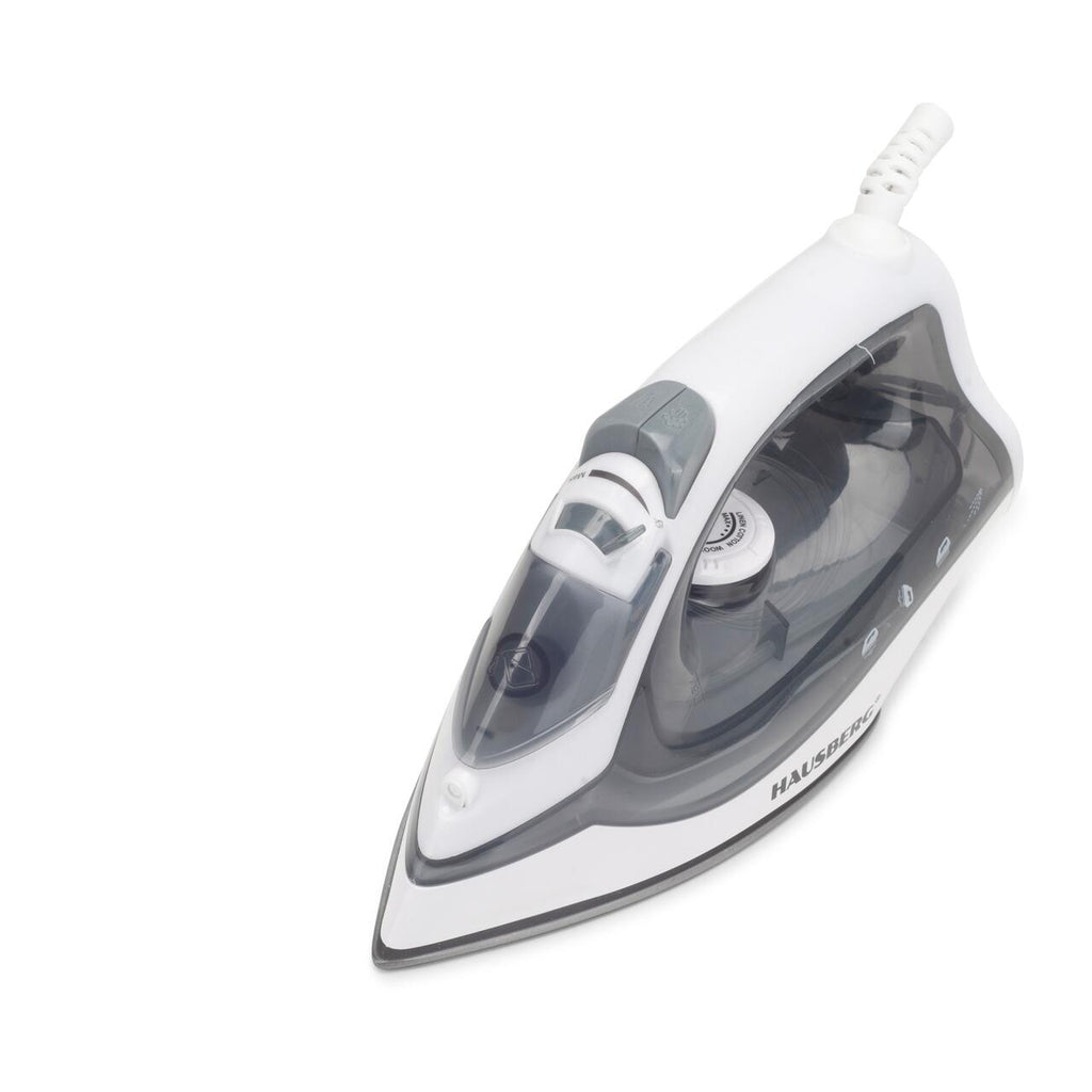Fier de calcat Hausberg HB-7850GR, 1300W, talpa invelis ceramic, abur vertical, calcare uscata, autocuratare, pulverizare, rezervor 130ml, Gri