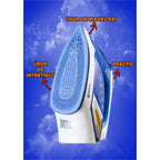 Fier de calcat Hausberg HB-7880BL, 2300W, Talpa cu invelis ceramic, rezervor apa 400ml, Alb/Albastru