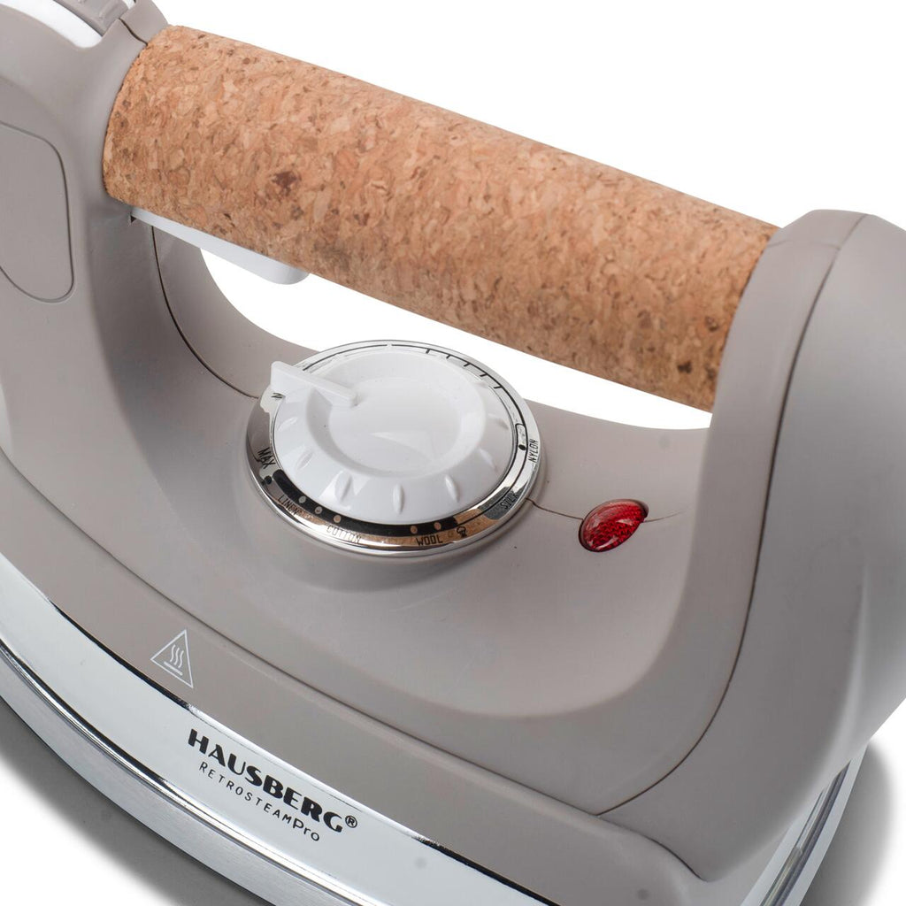 Statie de calcat cu abur HAUSBERG HB-7927RST, 2000-2400W, 60g/min, 0.5l, Termostat, Presiune 6 bar, Incalzire dubla, Rustic