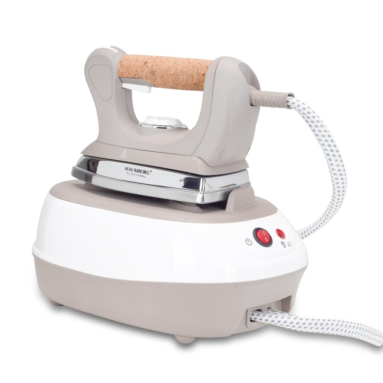 Statie de calcat cu abur HAUSBERG HB-7927RST, 2000-2400W, 60g/min, 0.5l, Termostat, Presiune 6 bar, Incalzire dubla, Rustic