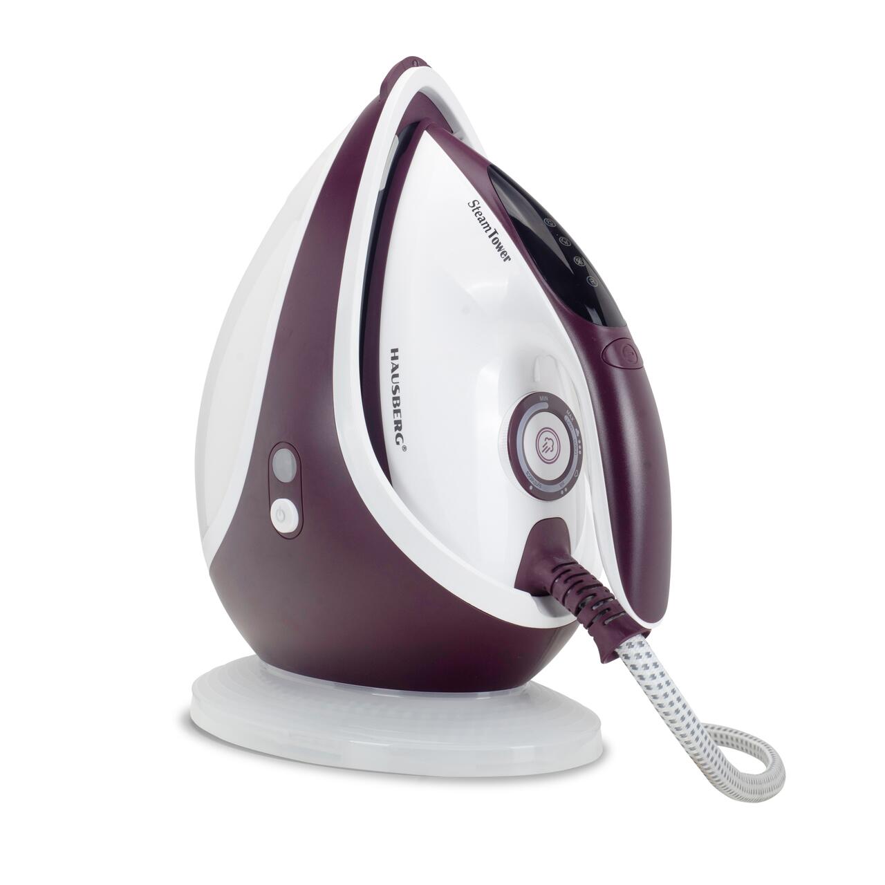 Statie de calcat HAUSBERG HB-7930MV, 2000-2400 W, 5 bar, 1.2 L, 35g/min, cartus anti-calcar, talpa ceramica, oprire automata, Alb/Mov