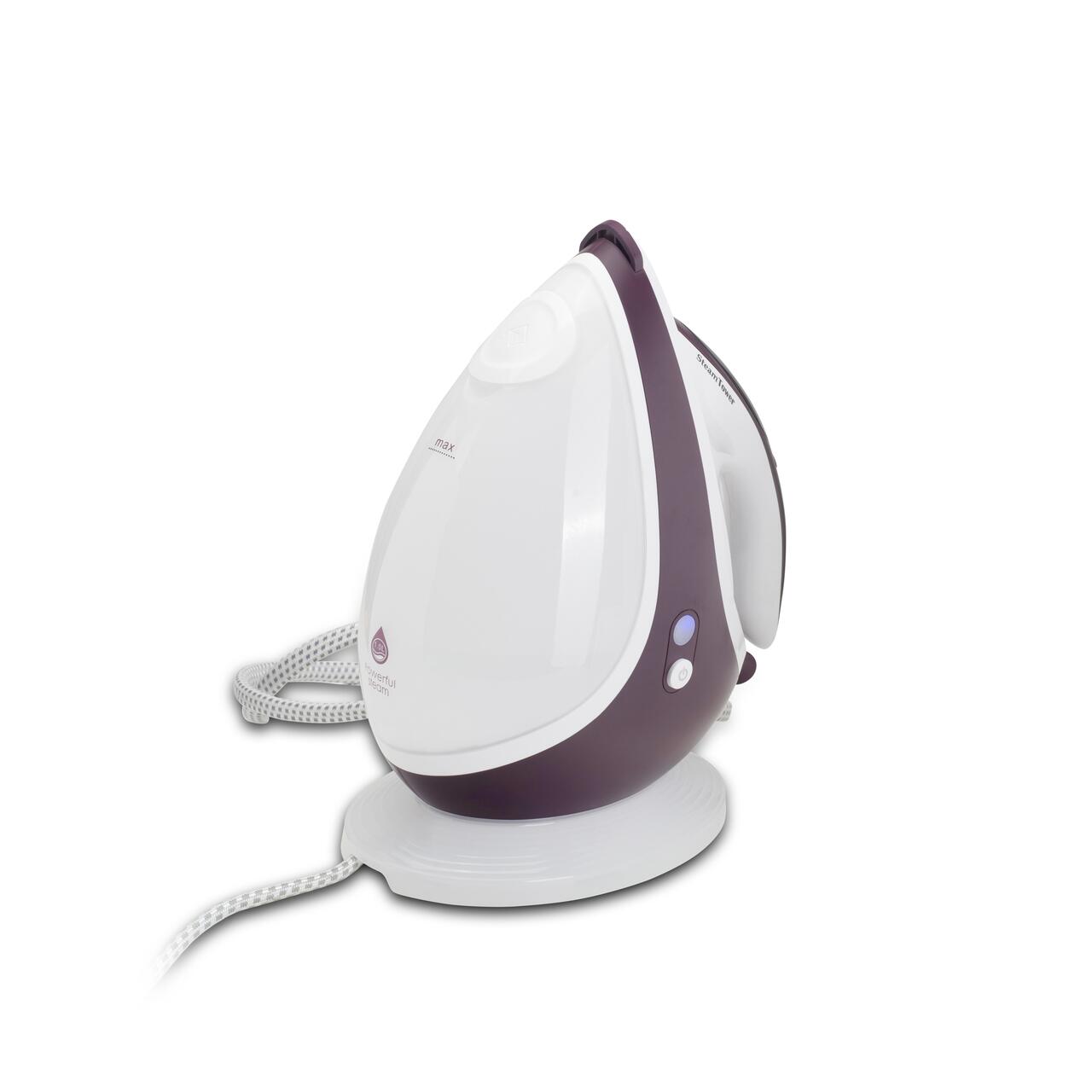Statie de calcat HAUSBERG HB-7930MV, 2000-2400 W, 5 bar, 1.2 L, 35g/min, cartus anti-calcar, talpa ceramica, oprire automata, Alb/Mov