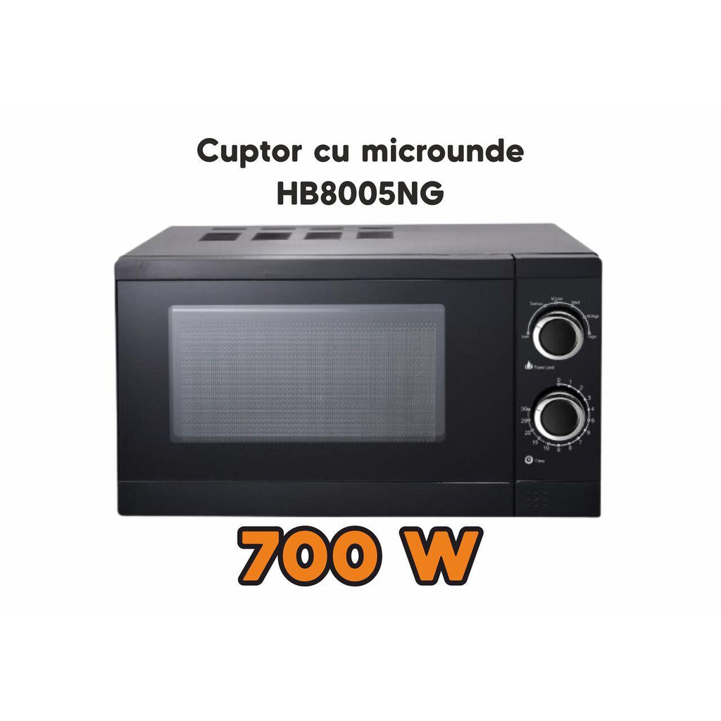 Cuptor cu microunde Hausberg HB8005NG, 20 L, 700 W - 1200W, Mecanic, Negru