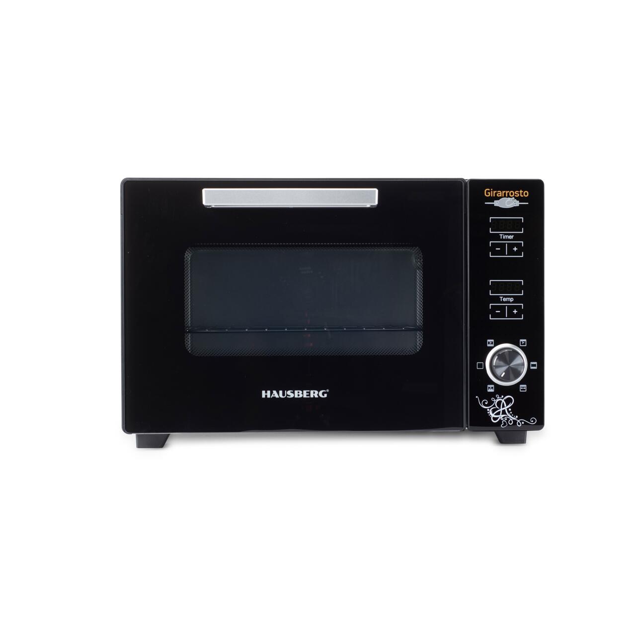 Cuptor electric digital cu rotisor si ventilator HAUSBERG HB-9260, 1800W, Turbo, Capacitate 48L, Control temperatura 230 grade Celsius, Lumina interior, Negru