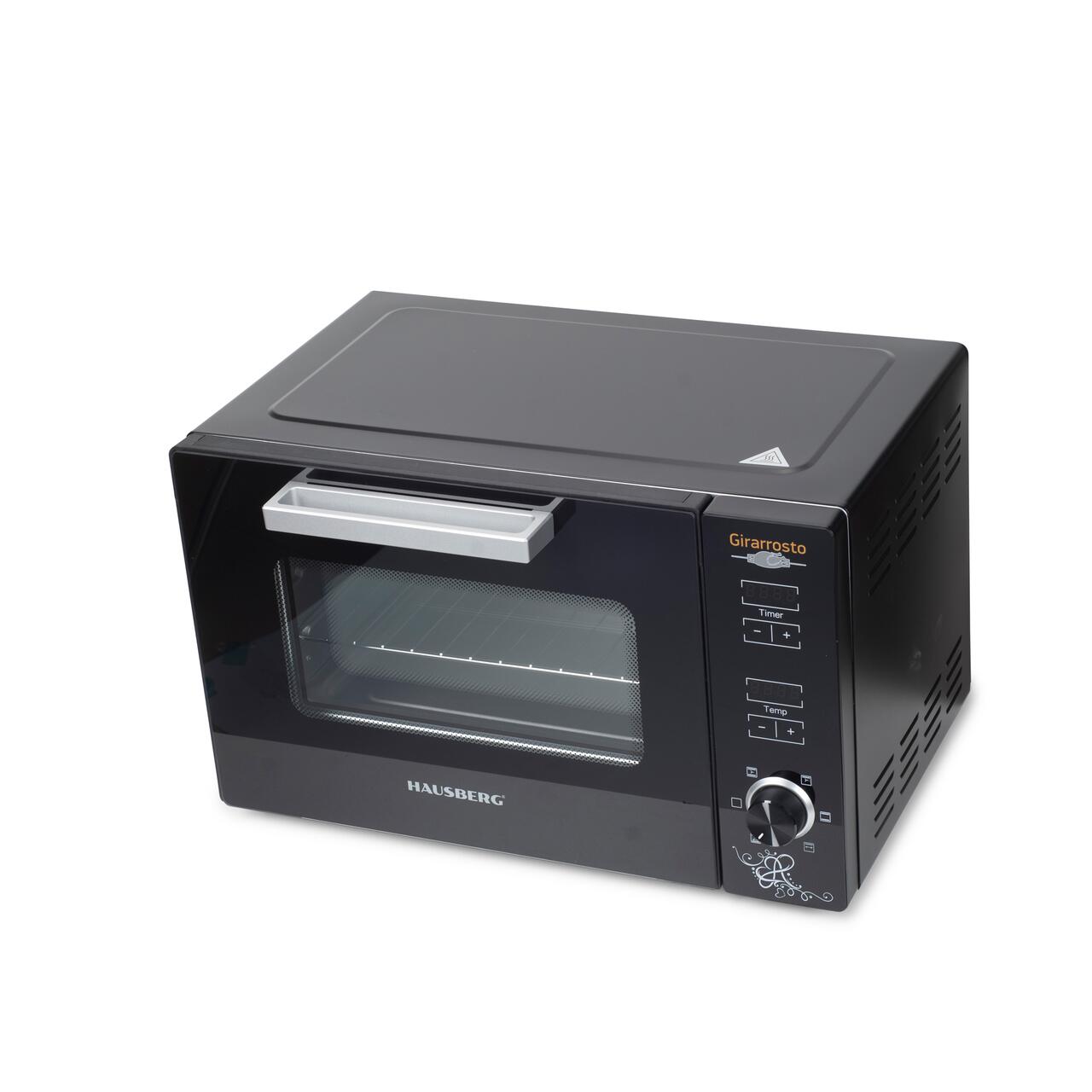 Cuptor electric digital cu rotisor si ventilator HAUSBERG HB-9260, 1800W, Turbo, Capacitate 48L, Control temperatura 230 grade Celsius, Lumina interior, Negru