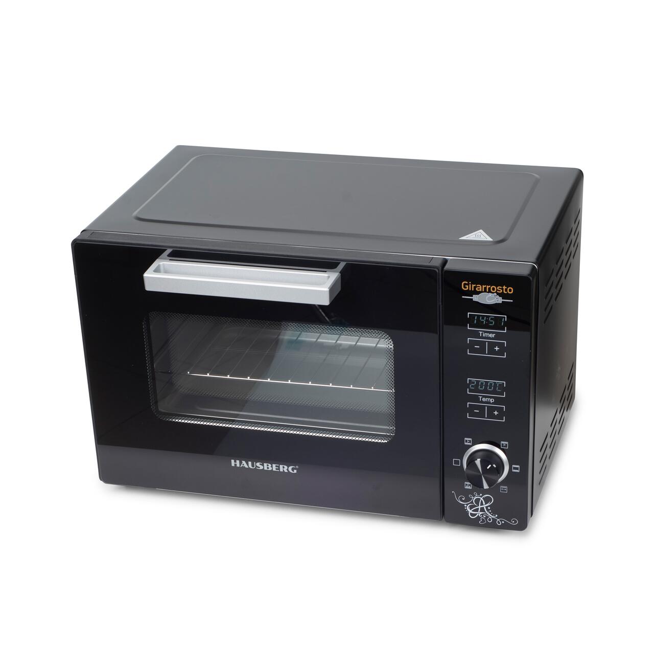 Cuptor electric digital cu rotisor si ventilator HAUSBERG HB-9260, 1800W, Turbo, Capacitate 48L, Control temperatura 230 grade Celsius, Lumina interior, Negru