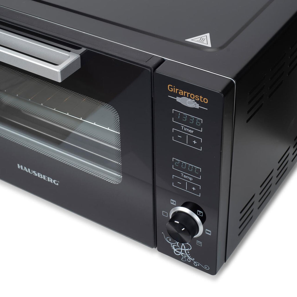Cuptor electric digital cu rotisor si ventilator HAUSBERG HB-9260, 1800W, Turbo, Capacitate 48L, Control temperatura 230 grade Celsius, Lumina interior, Negru