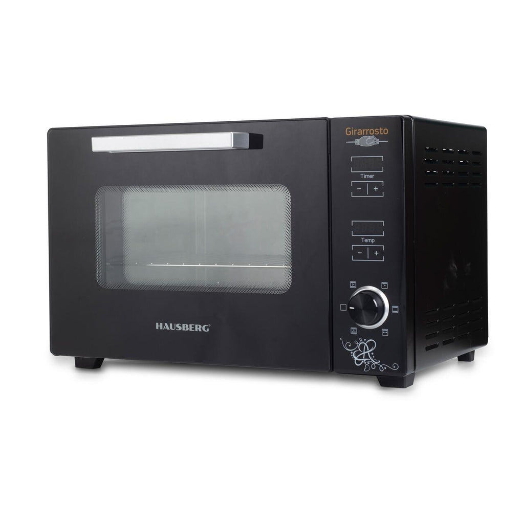 Cuptor electric digital cu rotisor si ventilator HAUSBERG HB-9260, 1800W, Turbo, Capacitate 48L, Control temperatura 230 grade Celsius, Lumina interior, Negru