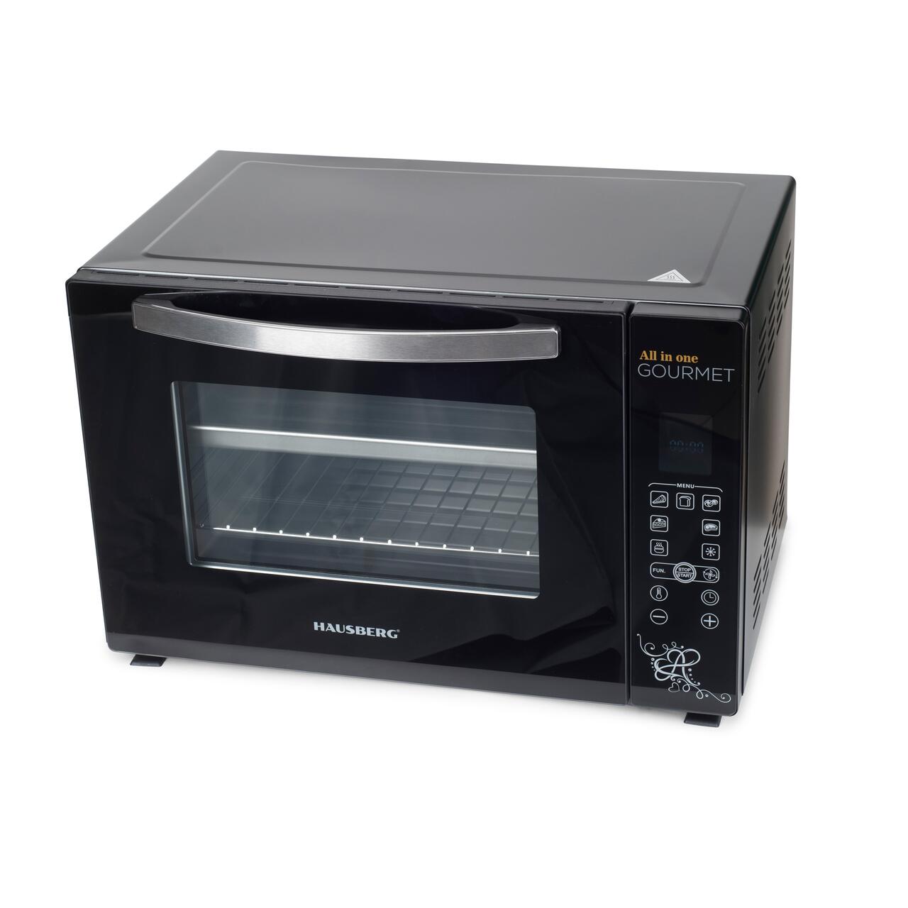 Cuptor electric Hausberg HB-9265, 2000W, Control temperature 230 grade, Capacitate 65L, Ventilator Turbo, Termostat, Negru