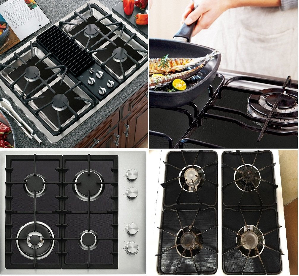 Set 4 Folii Protecție Aragaz din Teflon – Reutilizabile, Rezistente la Căldură 260°C