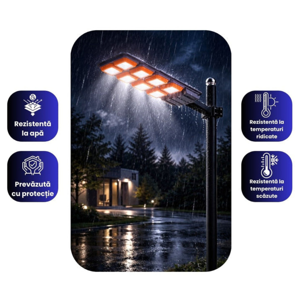 Lampă Solară Stradală Tehnologie COB LED 3000W – Senzor, Telecomandă, IP66