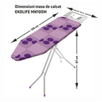 Masa de calcat EKOLIFE MN105M, vopsea electrostatica, husa bumbac si poliester, 62 x 87 x 105 cm