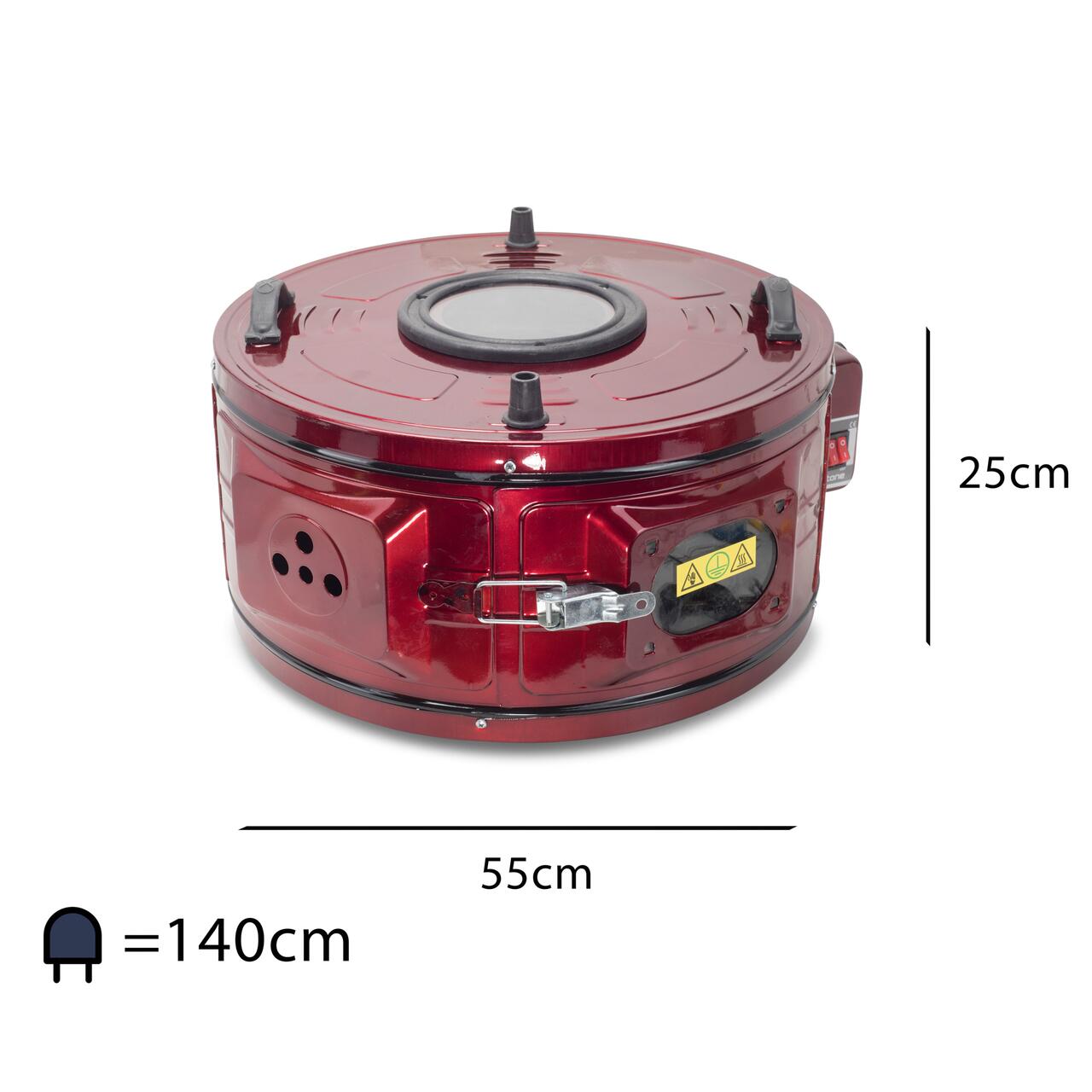 Cuptor electric rotund cu termostat Ertone MN-9010VS, Putere: 220-230V, 50Hz, 2 rezistente electrice 2 x 650W, capacitate 40l, indicator luminos, Visiniu