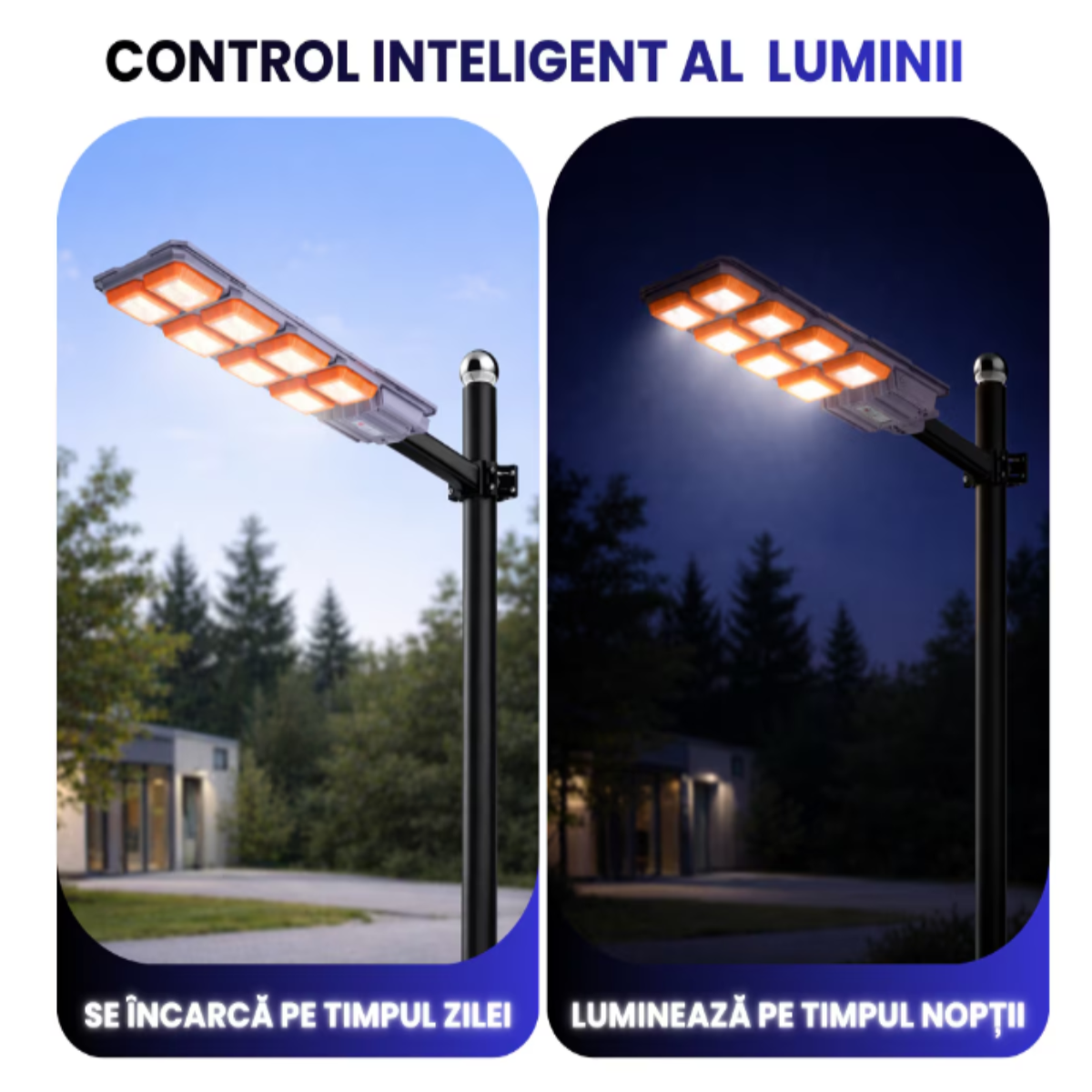 Lampă Solară Stradală Tehnologie COB LED 3000W – Senzor, Telecomandă, IP66