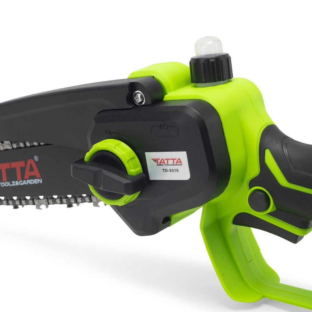 Mini drujba TATTA TD-5310, fierastrau electric cu acumulator 8”, 21V, portabila, teiere lemn, compacta