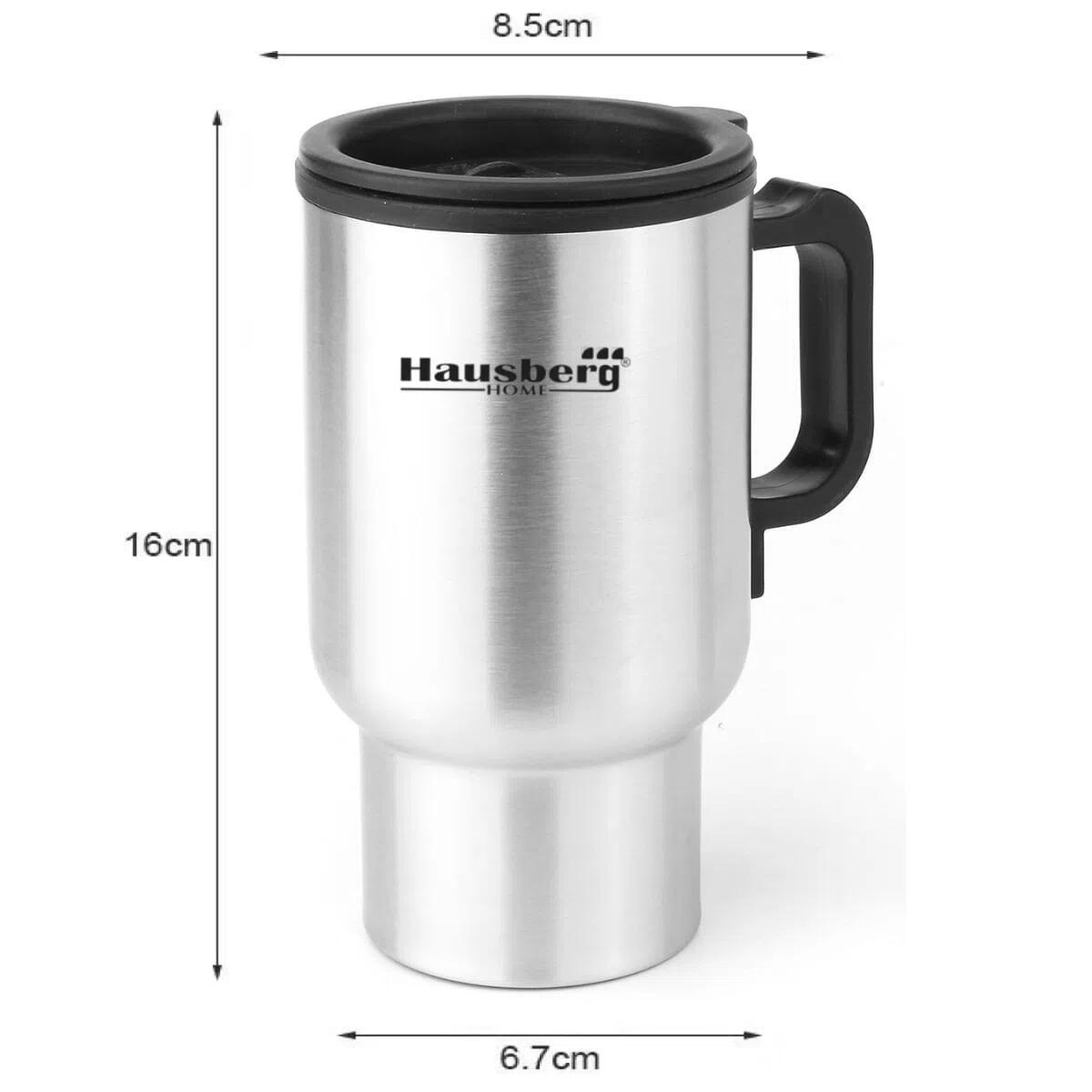 Termos electric pentru masina Hausberg HB-H 1460, 12V, 450 ml, 70C, otel inoxidabil