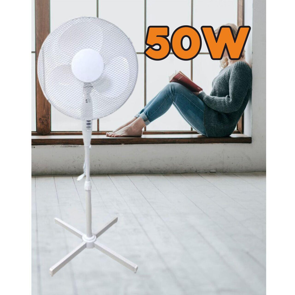 Ventilator cu picior VEN-2, 50W, 40 inch, 3 viteze, inaltime reglabila, alb