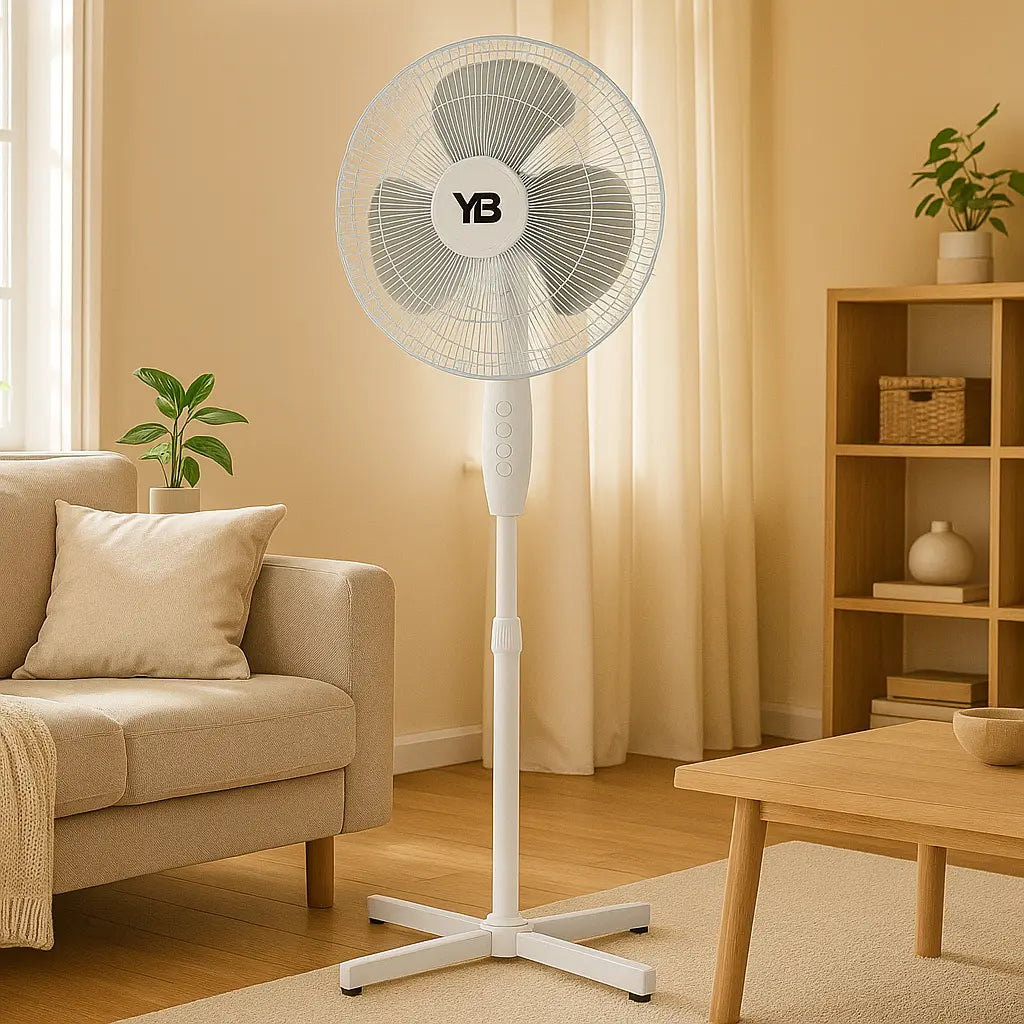 Ventilator cu picior Hausberg XB-110, 45W, 16 inch, 3 viteze, oscilatie, inaltime reglabila, alb Imagine secundară a produsului