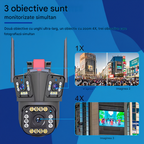 Cameră Supraveghere Triplă 4G Ultra HD Zoom 5X Rotire 360° LED Nocturn