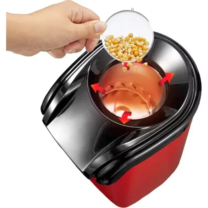 Aparat de facut popcorn cu aer cald, 1200W, fara ulei, preparare rapida si sanatoasa, design compact