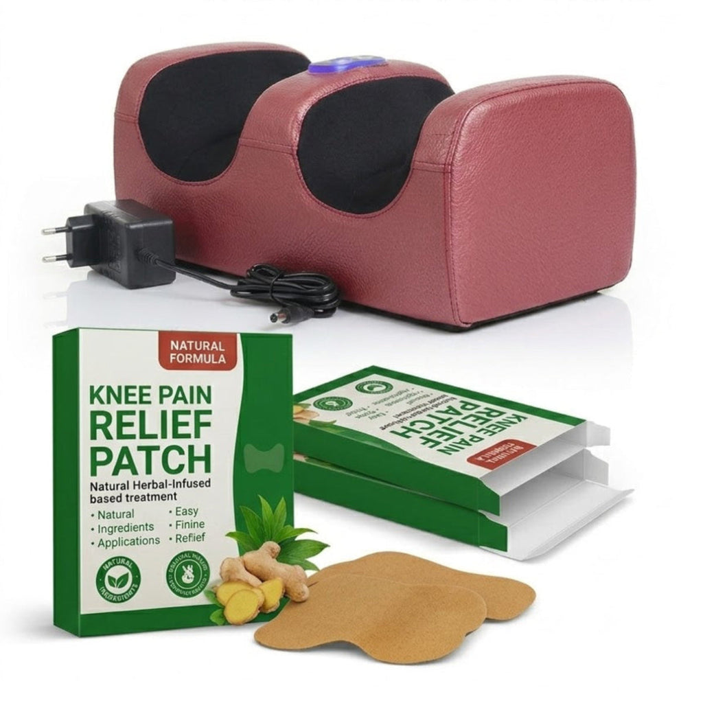Pachet Aparat Masaj Picioare Shiatsu + Plasturi Termici Autoadezivi Genunchi