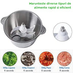 Tocator Electric AriDam Profesional, Bol Inox 3L, 4 Lame Otel, Design Compact Negru/Argintiu