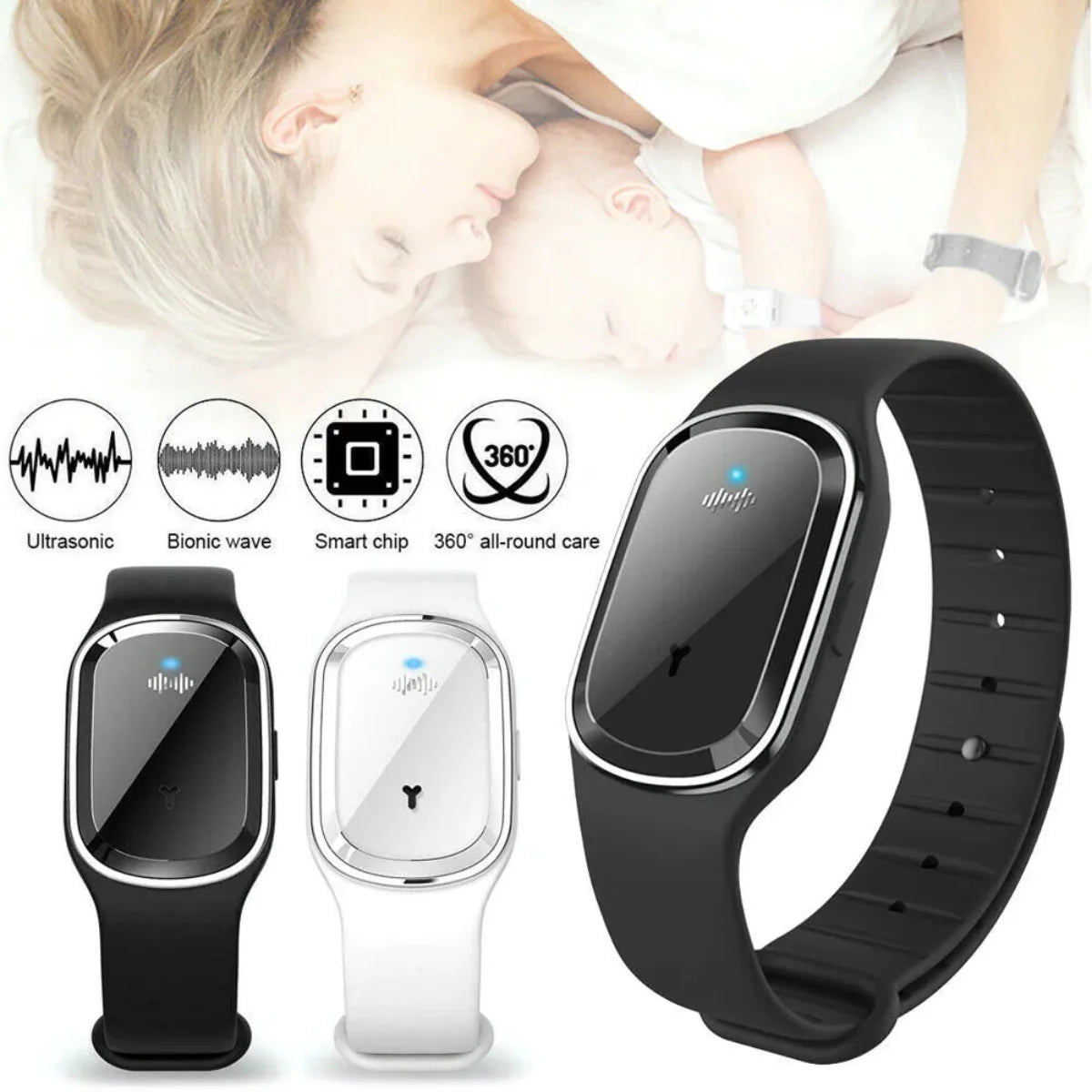 Bratara Anti Tantari cu Ultrasunete Impotriva Tantarilor si Insectelor, cu Funtie Ceas, Unisex, pentru Copii si Adulti, Calitate Premium, Design Profesional |