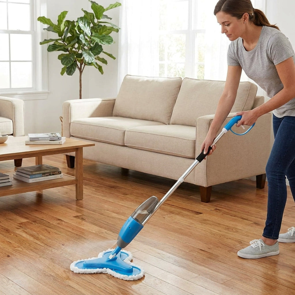 Mop cu Pulverizator și 3 Capete Rotative – Curățenie Rapidă Fără Găleată