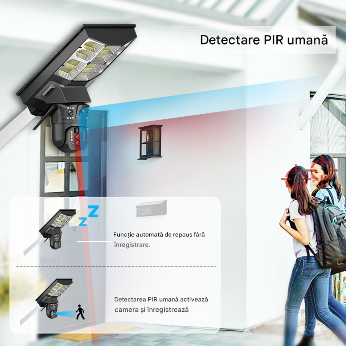 Cameră Supraveghere Solară 4G SIM 4MP | PTZ 355°, Panou Solar 24W, Baterie 18000mAh