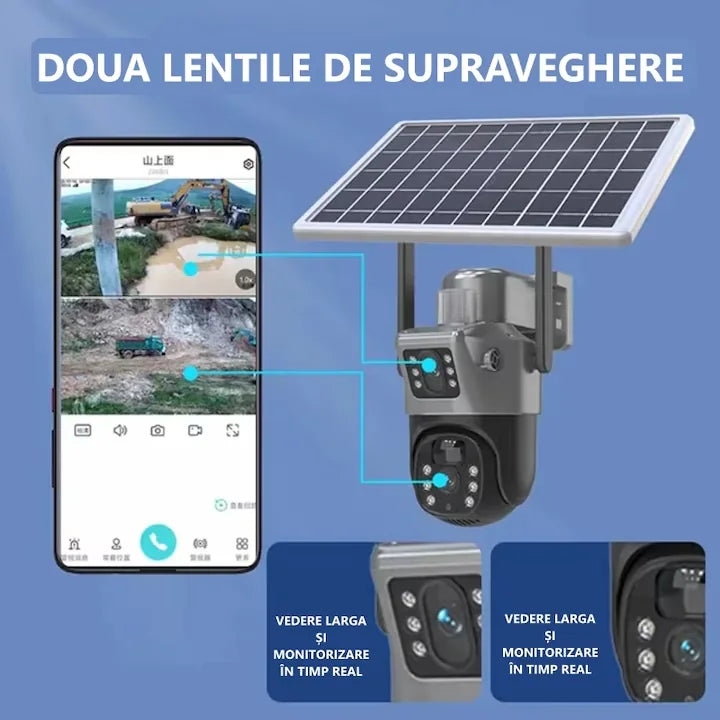 Camera dubla gri 4G SOLAR baterie 12 mii