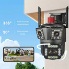 Camera de supraveghere tripla WIFI, ultra  HD 5X zoom, rotire, leduri