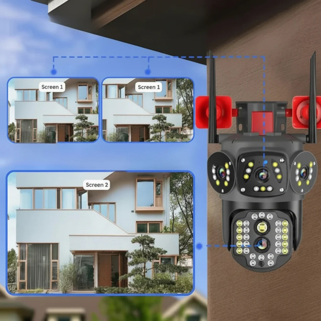 Cameră Supraveghere Exterior 4K Triplu Obiectiv – WiFi/4G, Viziune Nocturnă Color, IP66 Imagine secundară a produsului