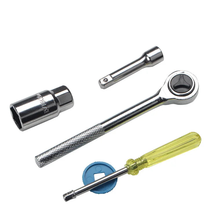 Pistol Insurubat Impact, valiza de transport, 2 x acumulatori de 48V, 40 accesorii albastru, si trusa de chei tubulare cu clichet portatil, 40 piese