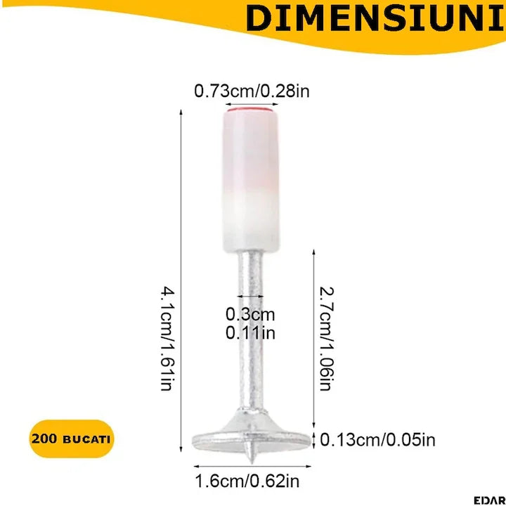Set 50 x Cui Fixare, Autopropulsare, Pentru Pistol Manual, Model CIuperca, 7.2 mm, Alb/Argintiu