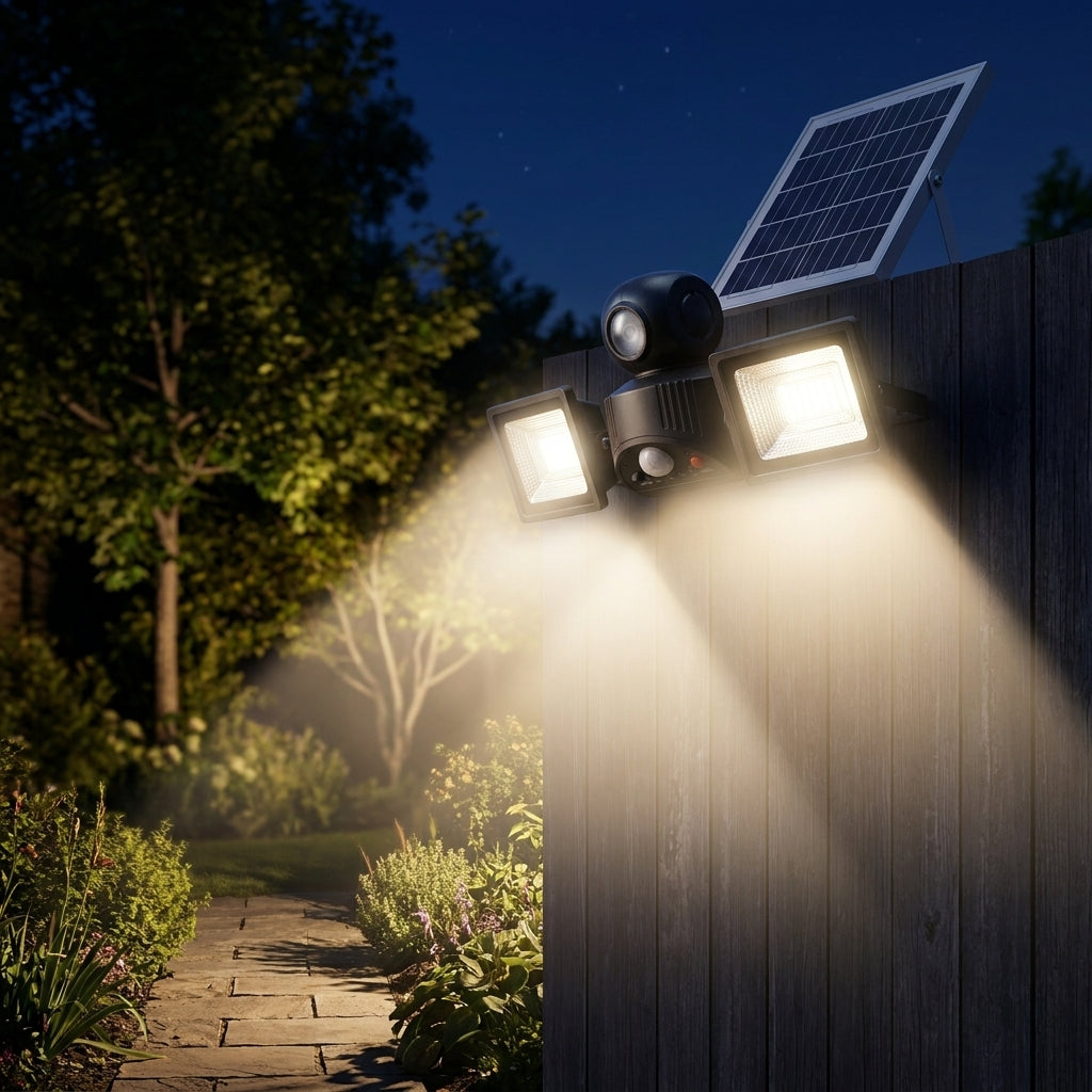 Proiector Solar LED Dublu 200W cu Senzor de Mișcare și Telecomandă – Impermeabil IP67