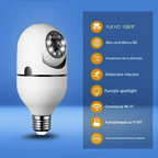 Cameră Supraveghere WiFi 360° Tip Bec E27 – 1080P, Vedere Nocturnă, Senzor Mișcare