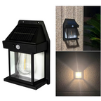 Set 2 Lămpi Solare de Perete tip Felinar cu Senzor de Mișcare | 3 Moduri de Lumină, Acumulator 1200mAh