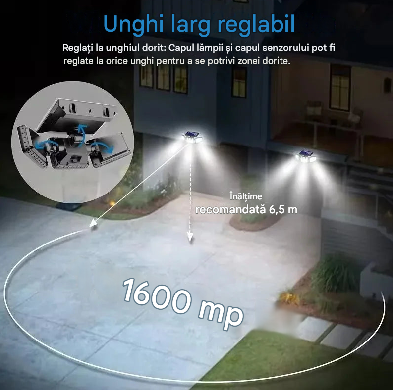 Lampă Solară 74 LED-uri cu Senzor de Mișcare – Montare Perete, IP65