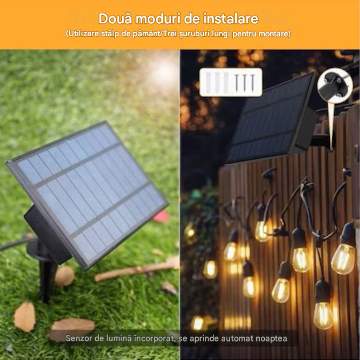 Ghirlanda Luminoasa cu Pendule 10m – Becuri LED, IP65, Incarcare Solara & USB