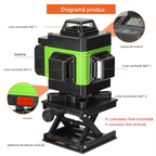 Nivel Laser 4D cu 16 Linii Verzi Autonivelare ±3° IP54 Trepied 100cm Inclus