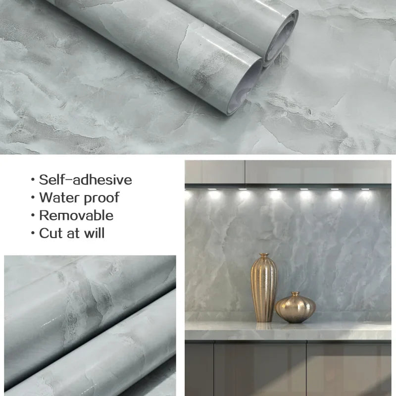 Folie autocolanta Marmura GRI autoadeziva pentru mobilier si bucatarie 60X300cm
