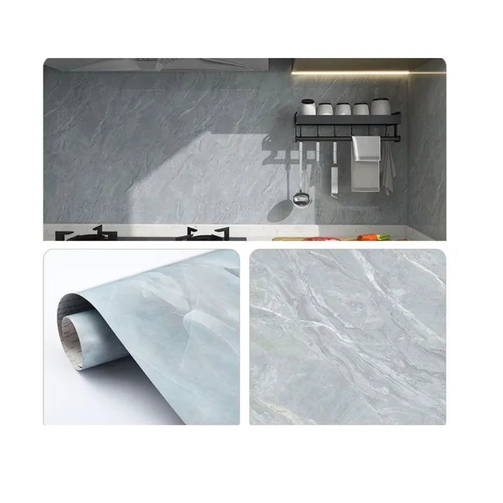 Folie Autocolantă Marmură Gri 60x300 cm – Autoadezivă pentru Mobilier și Bucătărie Imagine secundară a produsului