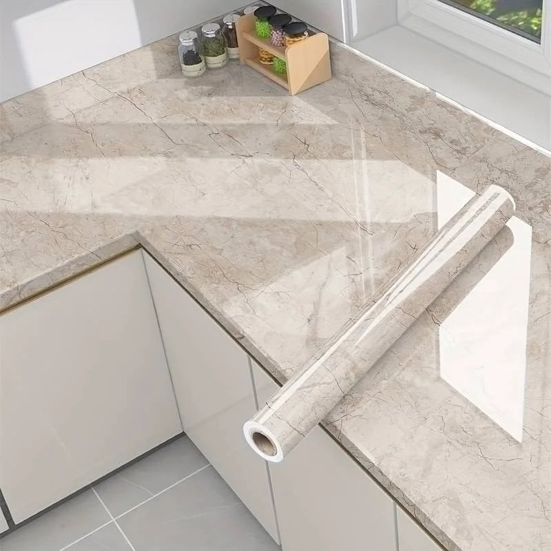 Folie autocolanta Marmuea Bej autoadeziva pentru mobilier si bucatarie 60X300cm