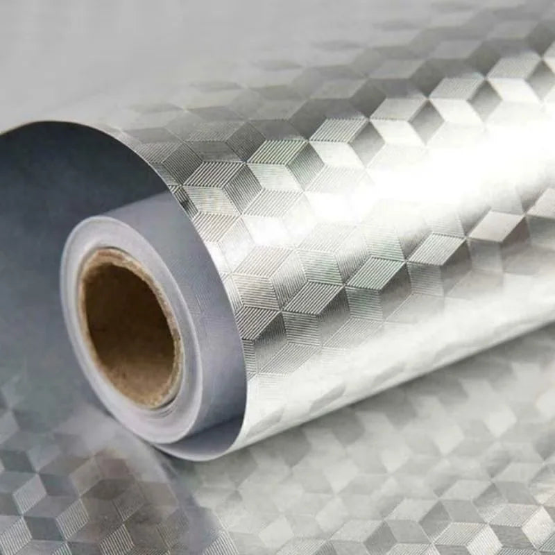 Folie autocolanta tip aluminiu argintie, pentru mobilier si bucatarie 60x300cm Imagine principală a produsului