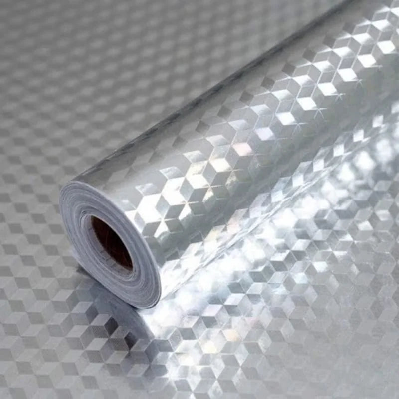 Folie autocolanta tip aluminiu argintie, pentru mobilier si bucatarie 60x300cm